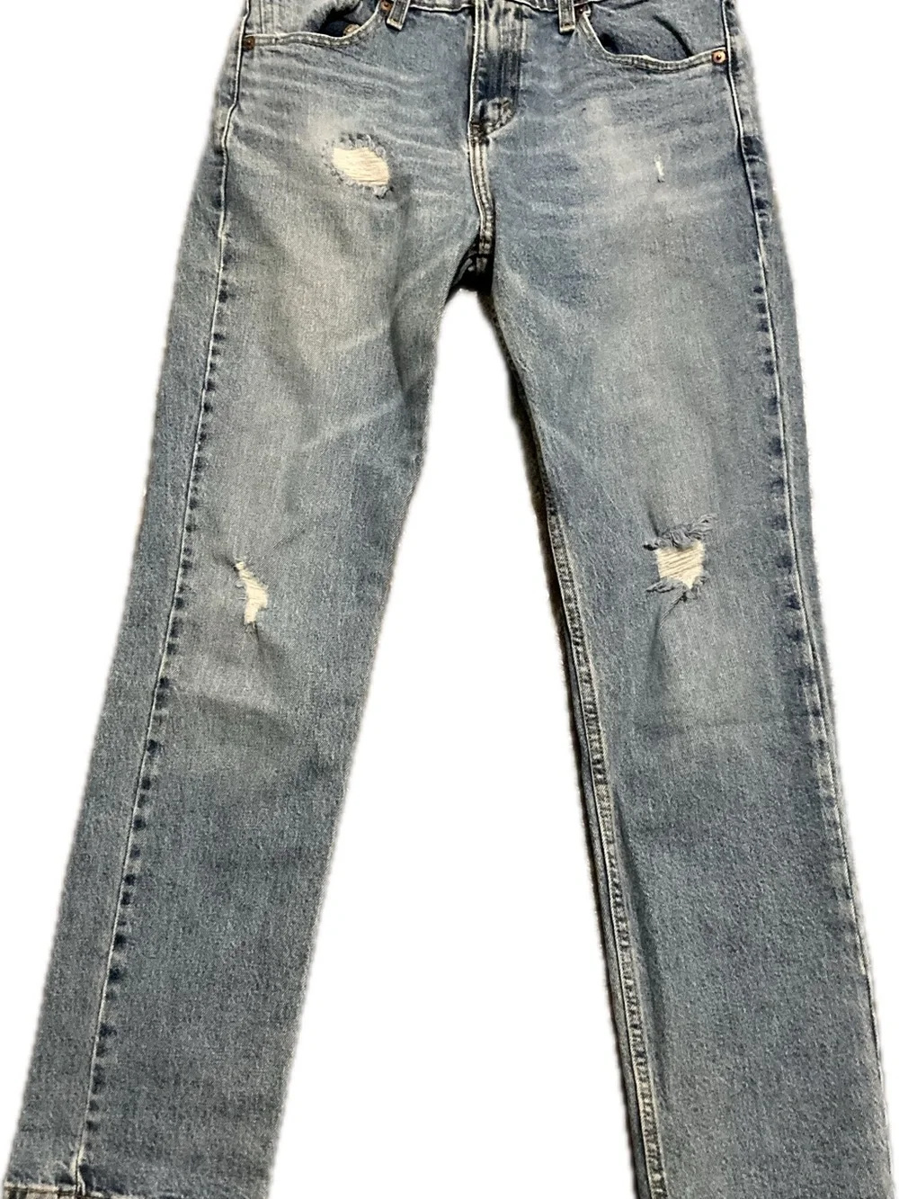 Levi’s 511 Slim Fit Men's Light Blue Distressed Straight-Leg Jeans Size 30”x30”